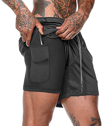 MECH-ENG Men's Workout Running 2 in 1 Short