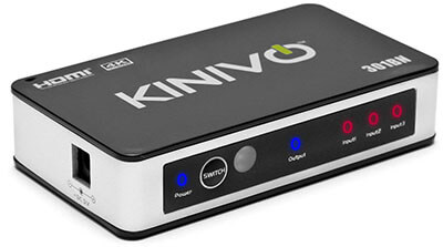 Kinivo 301BN 3-Port High-Speed 4K HDMI Switch IR Wireless Remote