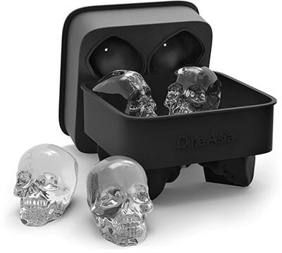 DineAsia 3D Skull Flexible Silicone Ice Cube Mold Tray