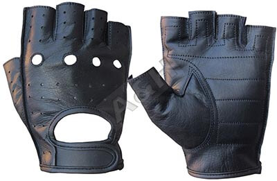 A&H Apparel Genuine Cowhide Leather Motorcycle Glove- Fingerless Driving Gloves