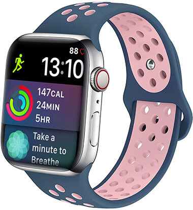 iDon Apple Watch Band 38MM 40MM 42MM 44MM, Breathable Silicone Sport Band