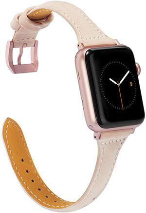 Wearlizer Nude Slim Leather Apple Watch Bands 38mm 40mm Women’s for iWatch Sport Wristband Strap