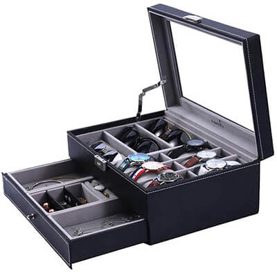 FINEFEY Watch Box Sunglasses Organizer Jewelry Box