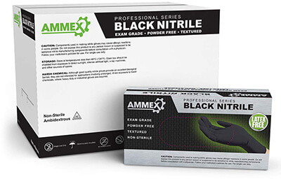 Ammex Medical Black Nitrile Gloves