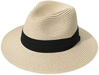 Lanzom Women Wide-Brim Straw Panama Roll up Hat