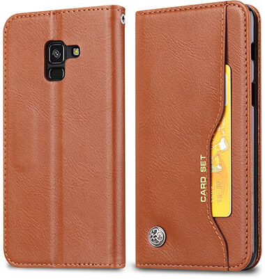 Happon Samsung Galaxy A8 Plus 2018 Leather Wallet Case