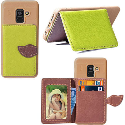 Happon Premium Leather Samsung Galaxy A8 Plus 2018 Wallet Case