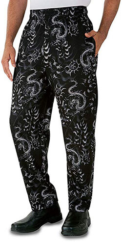 ChefUniforms.com Men’s Asian Dragon Print Chef Pant