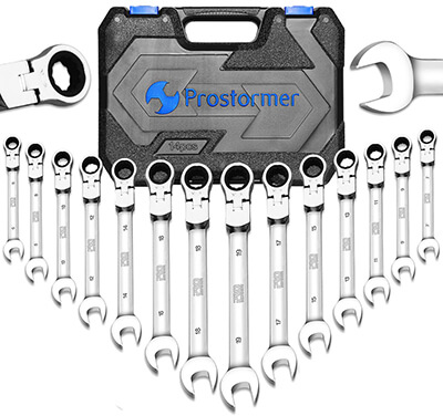 PROSTORMER 14 Pc Flex-Head Ratcheting Wrench Set
