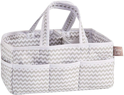 Trend Lab Dove Gray Chevron Storage, Diaper Caddy - White/Gray