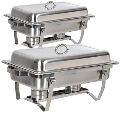 MS 8 Quart Stainless Steel Rectangular Chafing Dish- Set of (2)