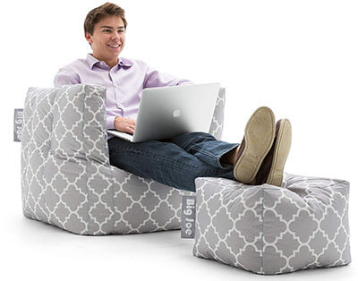 Big Joe Cube /w Ottoman in Smartmax, Gray Quatrefoil