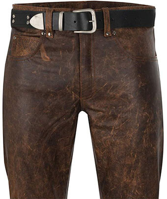 South Beach Leather Men’s Antique Brown 5-Pocket Leather Jeans Pant