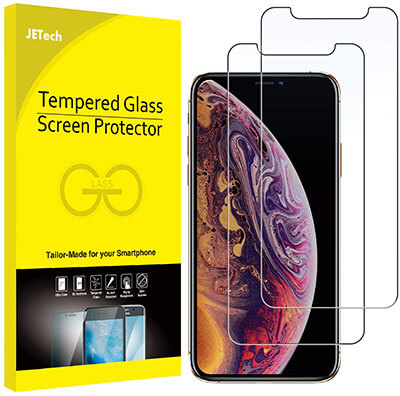 JEtech Screen Protector Tempered Glass Film, Apple iPhone Xs iPhone X, Set of 2