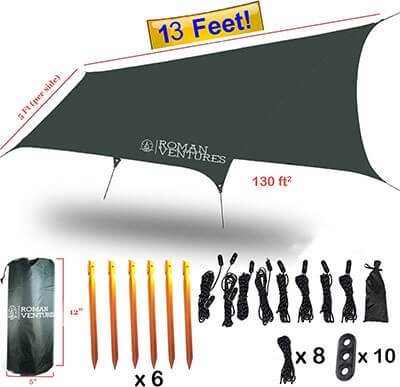 Roman Ventures Rainfly for 13 feet Hammock