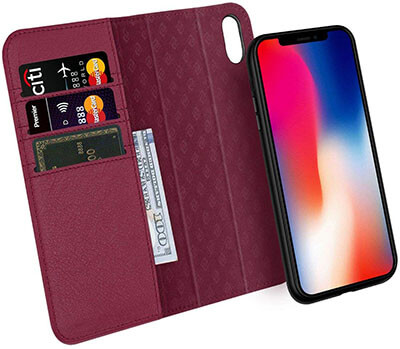 Zover iPhone XS/X Case Genuine Leather Wallet Case