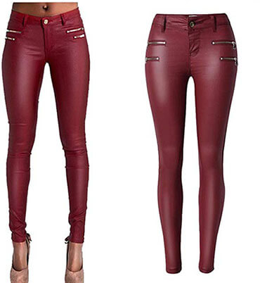 Lexiart PU Leather Denim Sexy Tight and Stretchy Rider Leggings