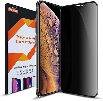 Uxinuo Privacy Tempered Glass Screen Protector for iPhone XS MAX 2018