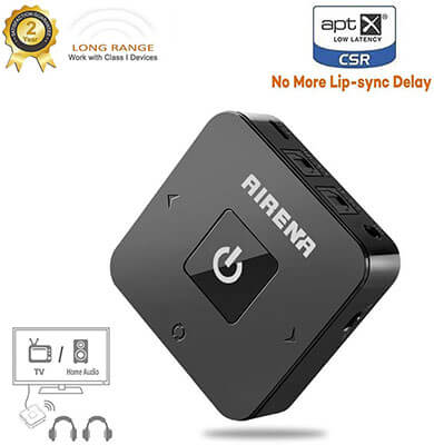 AIRENA 100ft Long Range Bluetooth Transmitter for TV Audio Adapter