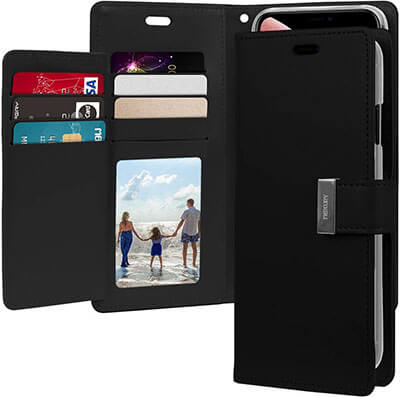 Goospery Premium PU Leather Wallet Case Folio Style Flip Cover for Apple iPhone