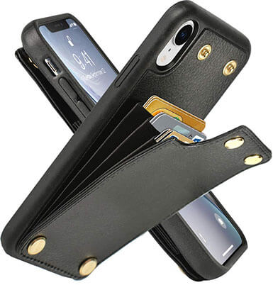 LAMEEKU Wallet Case for Apple iPhone XR