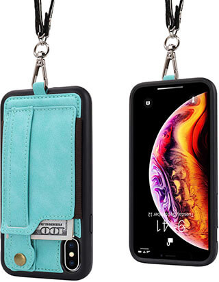 TOOVREN iPhone XS Max Necklace Case Wallet