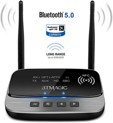 BTMAGIC 265FT Long Range 3 in 1 Bluetooth Audio Adapter, Bluetooth 5.0