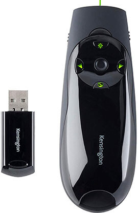 Kensington Expert Wireless Presenter with Cursor Control and Green Laser Pointer