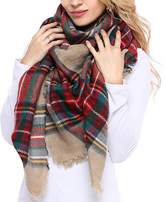 Bess Bridal Women Plaid Blanket Winter Scarf