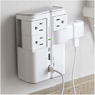ECHOGEAR On-Wall Surge Protector- with 4 Pivoting AC Outlets