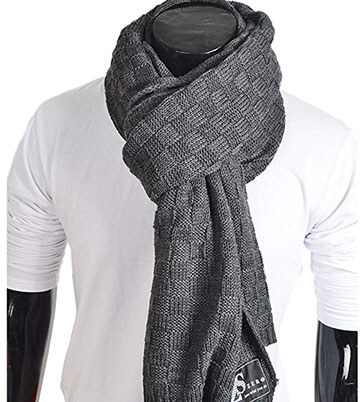 HISSHE Men's Knit Cable Scarf Soft Winter Scarves Long Scarf