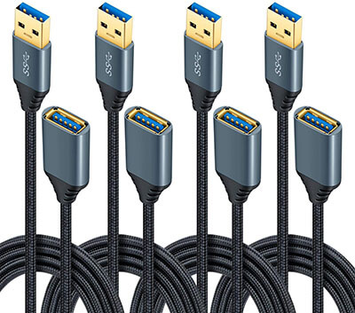 OKRAY Braided USB Extender Cable-4 Pack