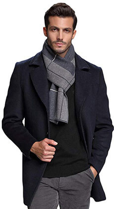 RIONA Men's Plaid Knitted Scarf - Soft Warm Australian Merino Wool