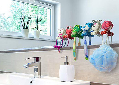 BOLICA Cute Cartoon Animal Toothbrush Holder for Kid with Suction Cup