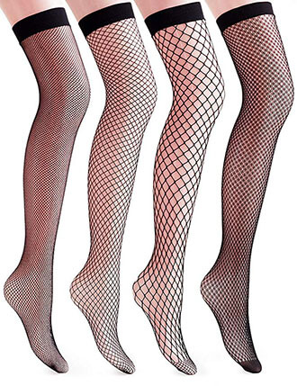 VERO MONTE 4 Pairs Women's Fishnet Thigh High Socks