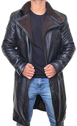BlingSoul Trench Coat Winter Shearling Jacket Coat- Black
