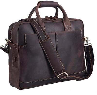 Texbo Genuine Full Grain Leather Men's 16 Inch Messenger Bag-Laptop Briefcase