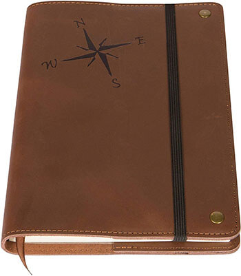 Amazing Office Compass Rose Real Leather Refillable Journal