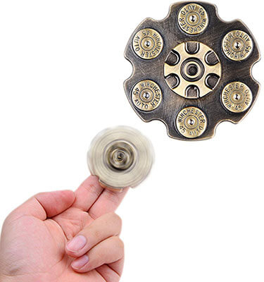 Fidget Hand Spinner, 6- Shooter Gun Barrel Design by Kare and Kind