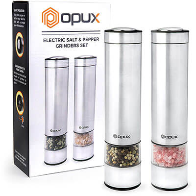 OPUX Premium Electric Pepper and Salt Grinder Set