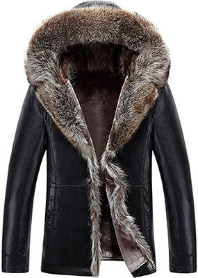 K3K Winter Warm Shearling Sheepskin Leather Jacket for Men