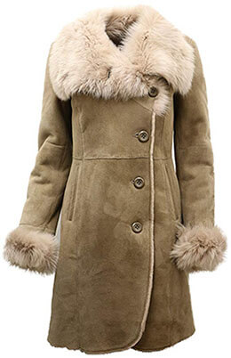Infinity Ladies Warm Merino Sheepskin Coat- Beige Suede