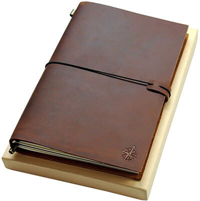 Wanderings Grande Refillable Leather Travel Notebook