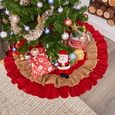 Burlap Christmas Tree Skirt Ruffled Skirt-48-Inch