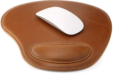 OTTO Leather Oval Mouse Pad with Wrist Rest