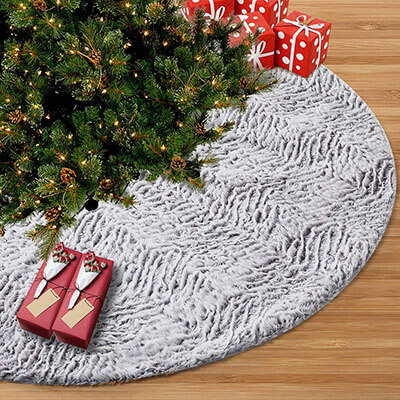 Juegoal Luxury Christmas Tree Skirt Faux Fur-48"