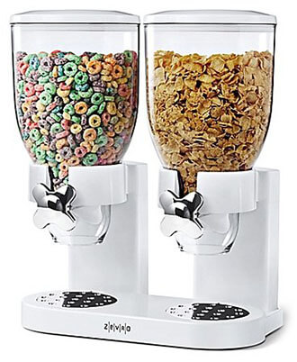 Generic Zevro® Double Indispensable™ Cereal and Dry Food Dispenser in White