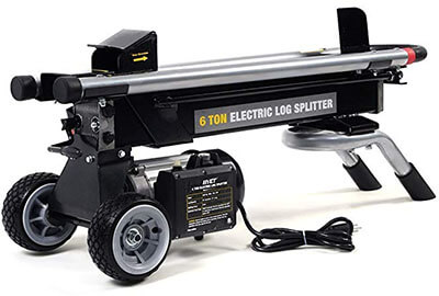 Goplus Hydraulic Electric Log Splitter with Mobile Wheels-6 Ton 1500W