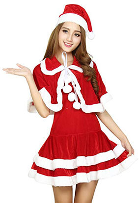 Quesera Miss Santa Suit Adult Halloween Party Costume Dress and Sweetie Christmas