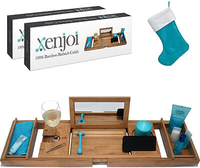 xenjoi Luxury Bamboo Bathtub Caddy Tray